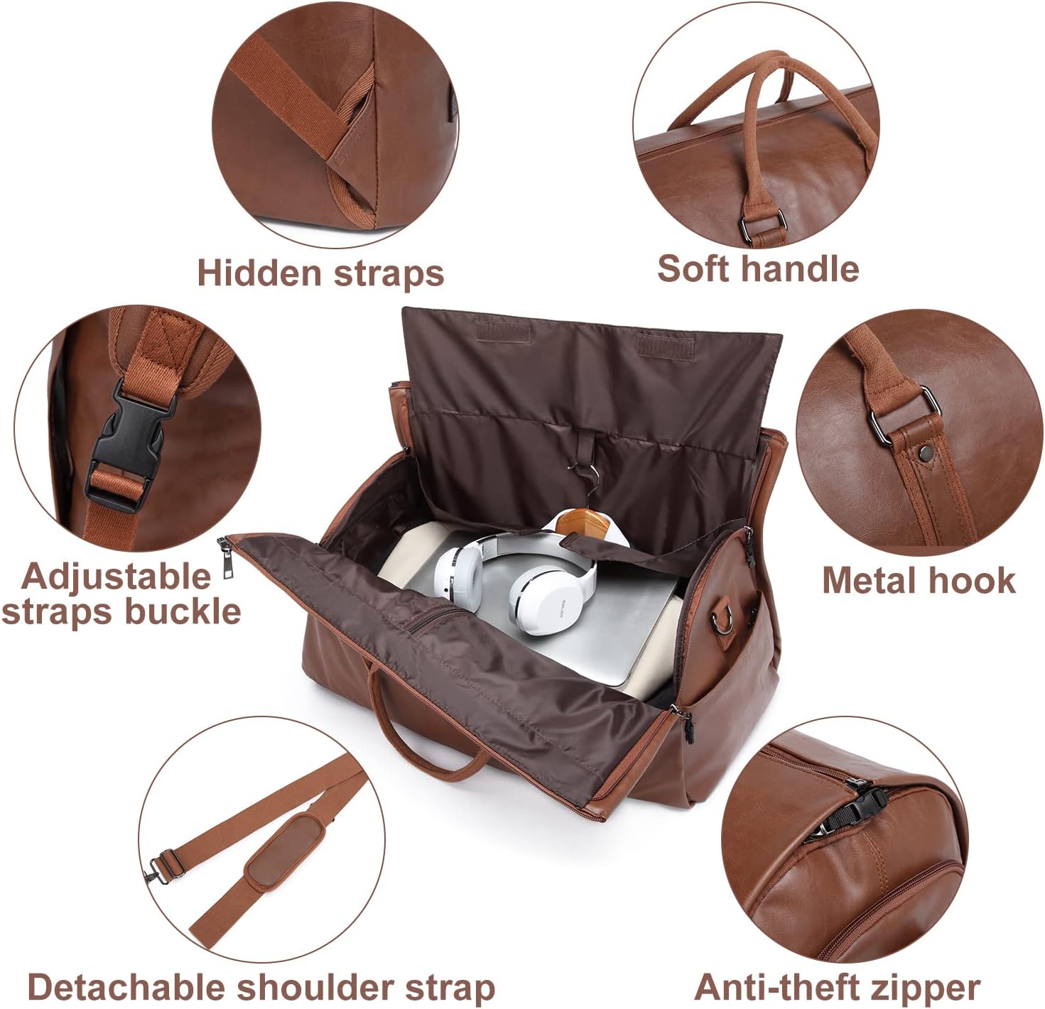 seyfocnia Convertible Travel Garment Bag,Carry on Garment Duffel Bag for Men Women - 2 in 1 Hanging Suitcase Suit Business Travel Bag