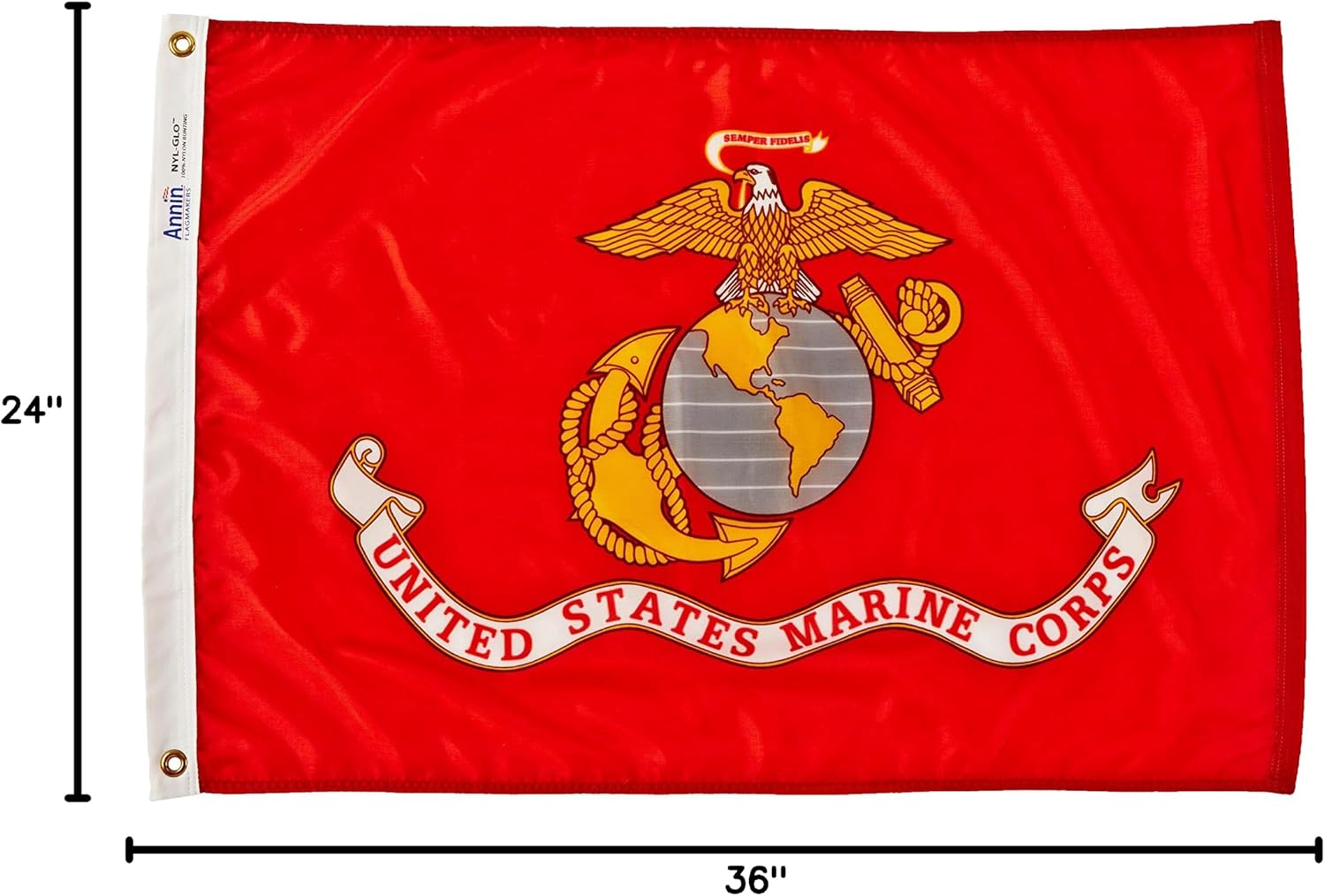 Annin Flagmakers U.S. Marine Corps Military Flag USA-Made to Official Specifications, Officially Licensed, 4 x 6 Feet (Model 439007) | USA-Made to Official Specifications, Officially Licensed