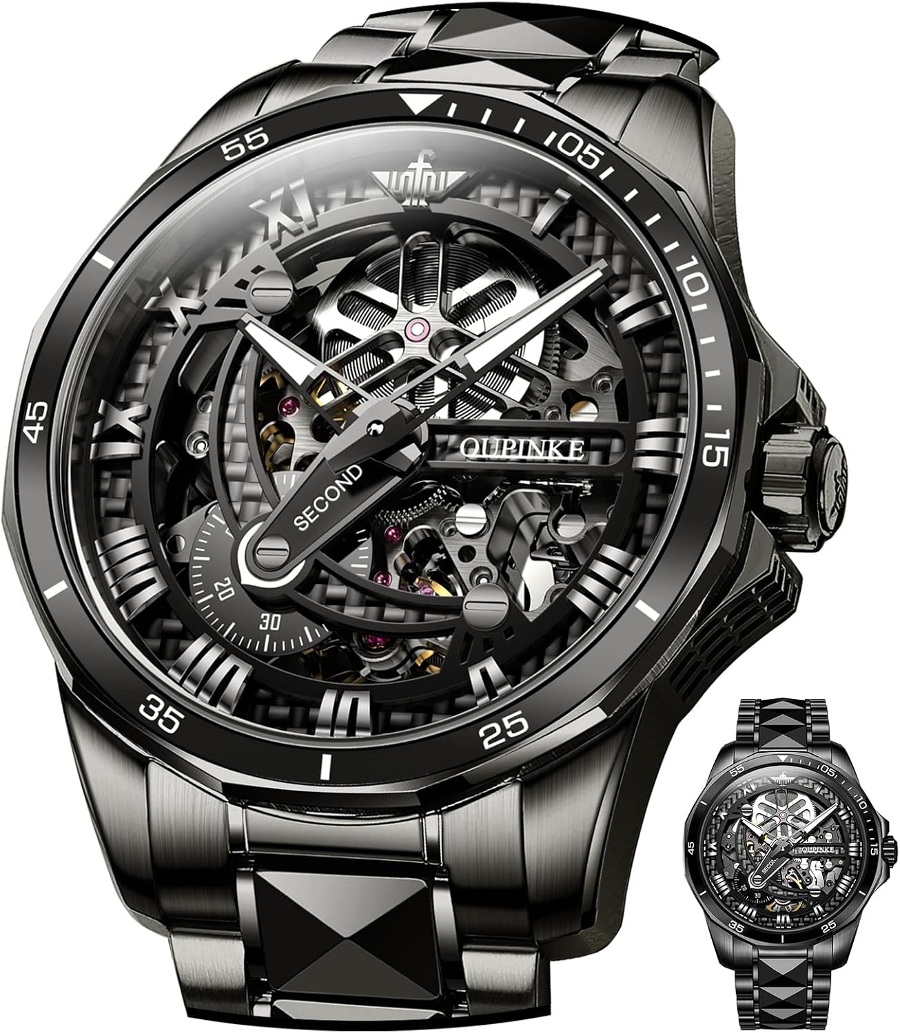 OLEVS Luxury Watches for Men Big Stainless Steel Waterproof Quartz Analog