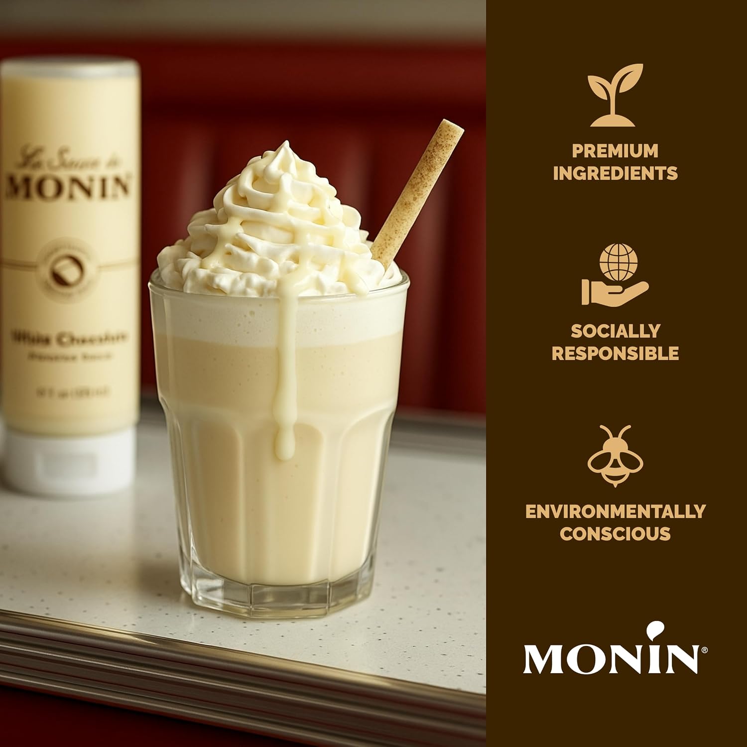 Monin - Sugar Free Dark Chocolate Sauce, Velvety and Rich, Great for Desserts, Coffee, and Snacks, Gluten-Free (64 Ounce)