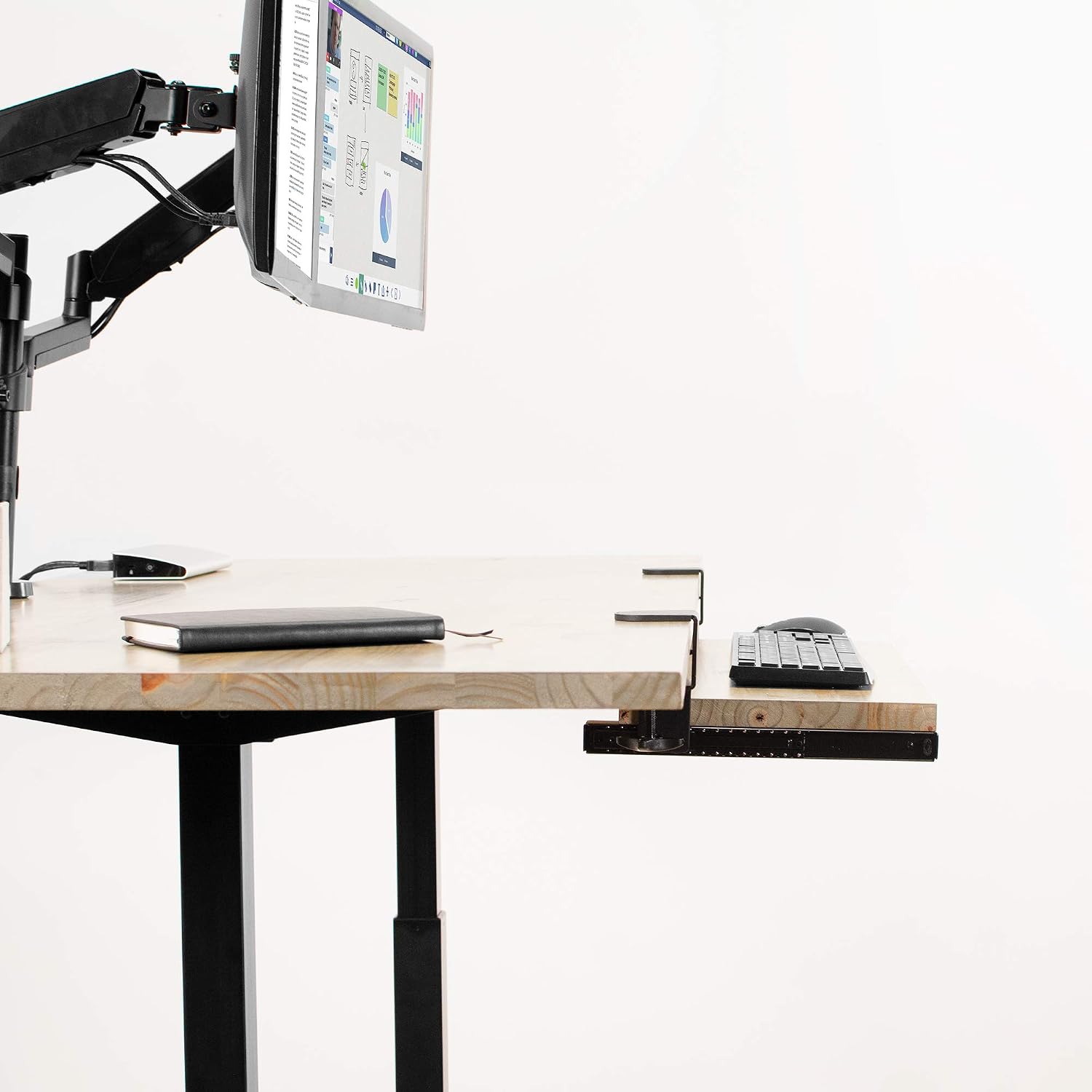 VIVO Clamp and 12 inch Rail Set for DIY Custom Wooden Keyboard Trays (Rail Set Only - Tray Not Included)