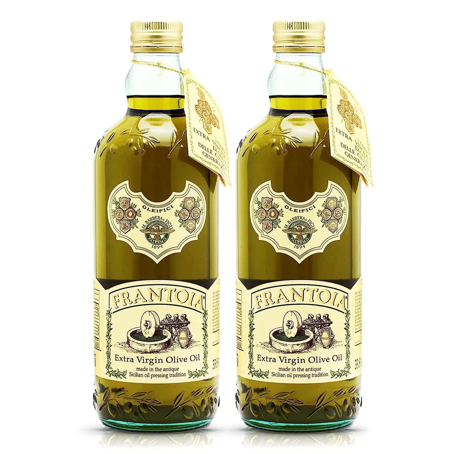 Frantoia Extra Virgin Olive Oil, 33.8 fl oz (1 Liter) – Award-Winning Sicilian EVOO Made from Biancolilla