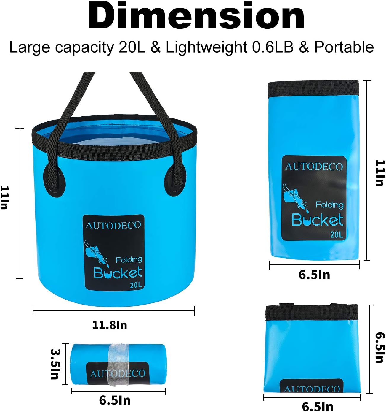 Collapsible Bucket 5 Gallon Container Folding Water Bucket Portable Wash Basin 20L