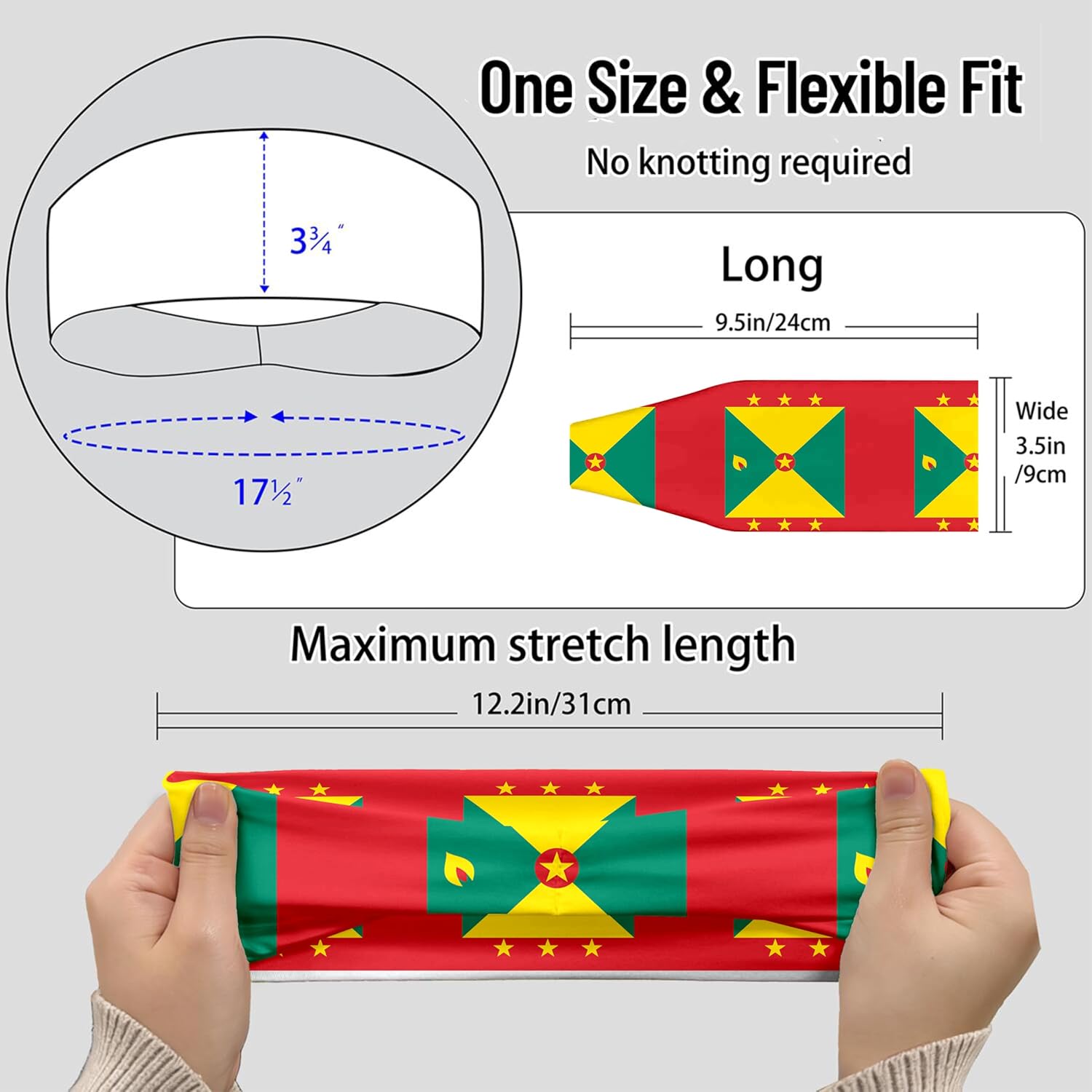 Sports Headband for Women Men,Flag Pattern Workout Head Band,Sweat Bands,Women Running Cycling Yoga Fitness,WorkoutSports Gift