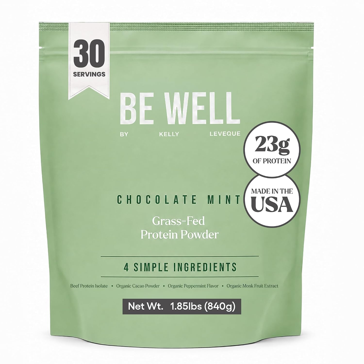 Be Well by Kelly Grass Finished Beef Protein Powder Vanilla Flavor