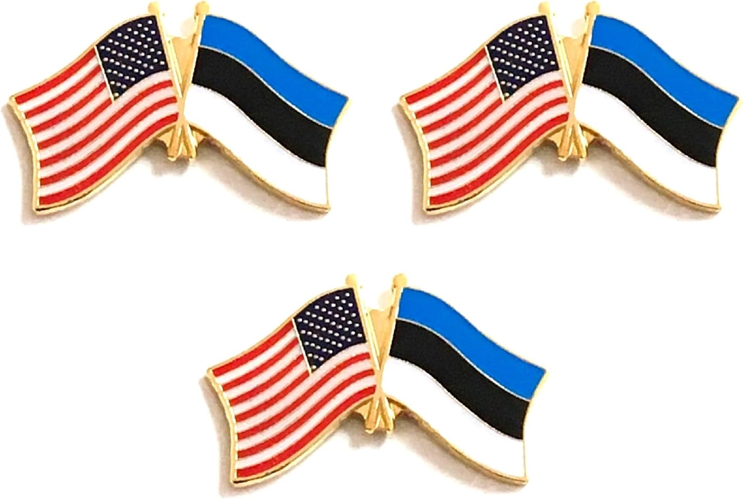 3 National Country Flag Crossed Enamel Flag Pins Pack of 3 Friendship Double Flags