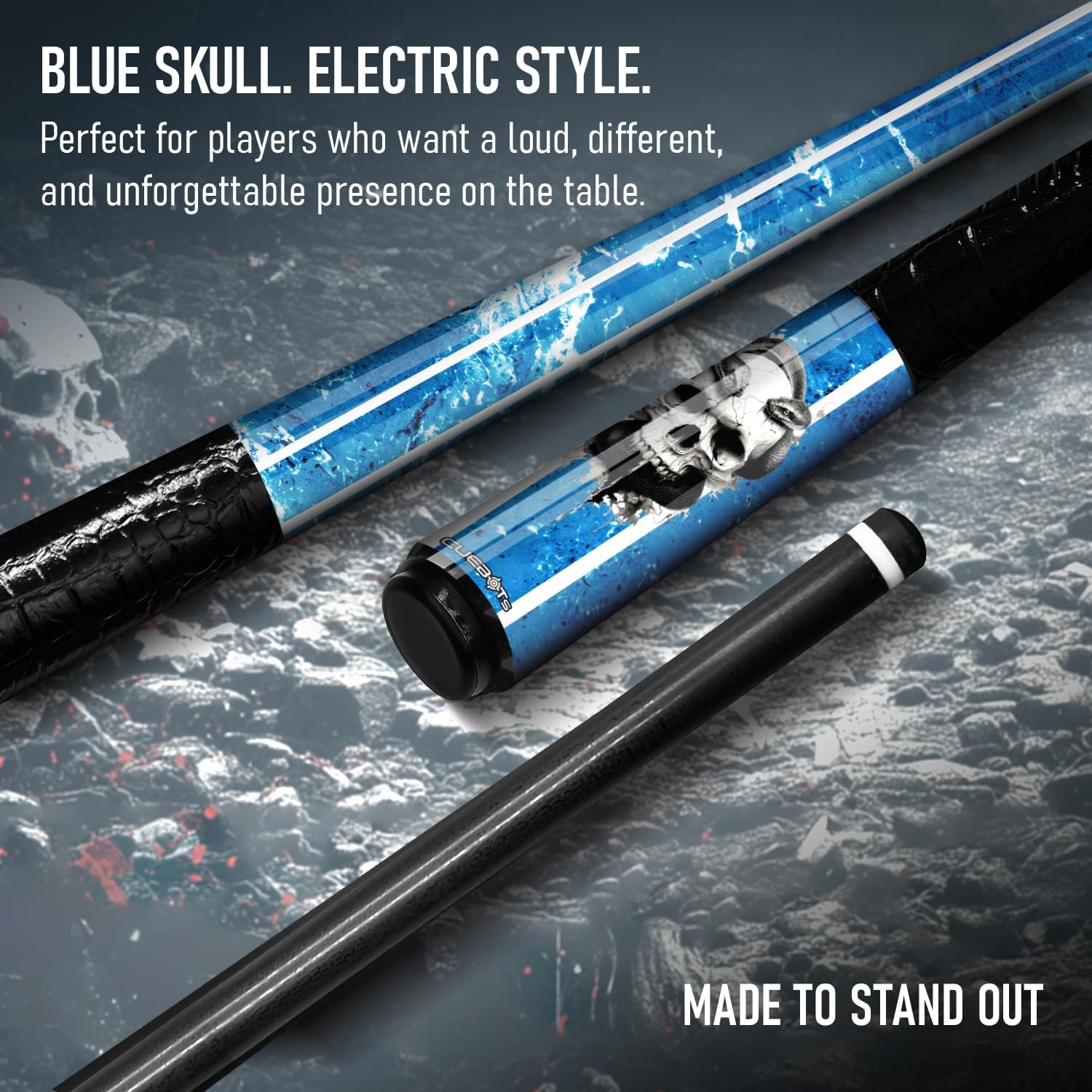 CUEBOTS Glass Fiber Cue, Glass Fiber House Cue Stick, Club Cue, Cue for Beginners, Durable Uni-QR, 3/8-10, 5/16-18 Joint, Long Lasting Glassfiber Shaft, 7-Layer Microfiber Tip