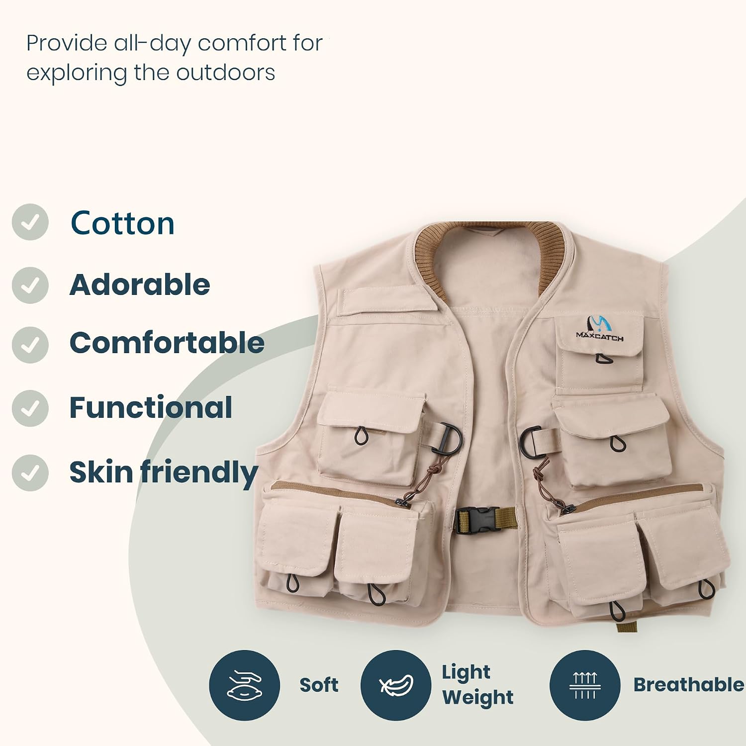 M MAXIMUMCATCH Maxcatch Fly Fishing Vest Pack, Cotton