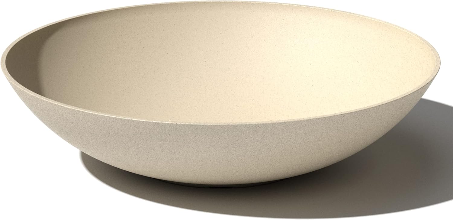 Veradek Mason Series Lane Bowl - Large Outdoor Bowl Planter | Made From a Durable Plastic-Stone Composite With Pre-Drilled Drainage Holes. Modern Patio/Tabletop Décor