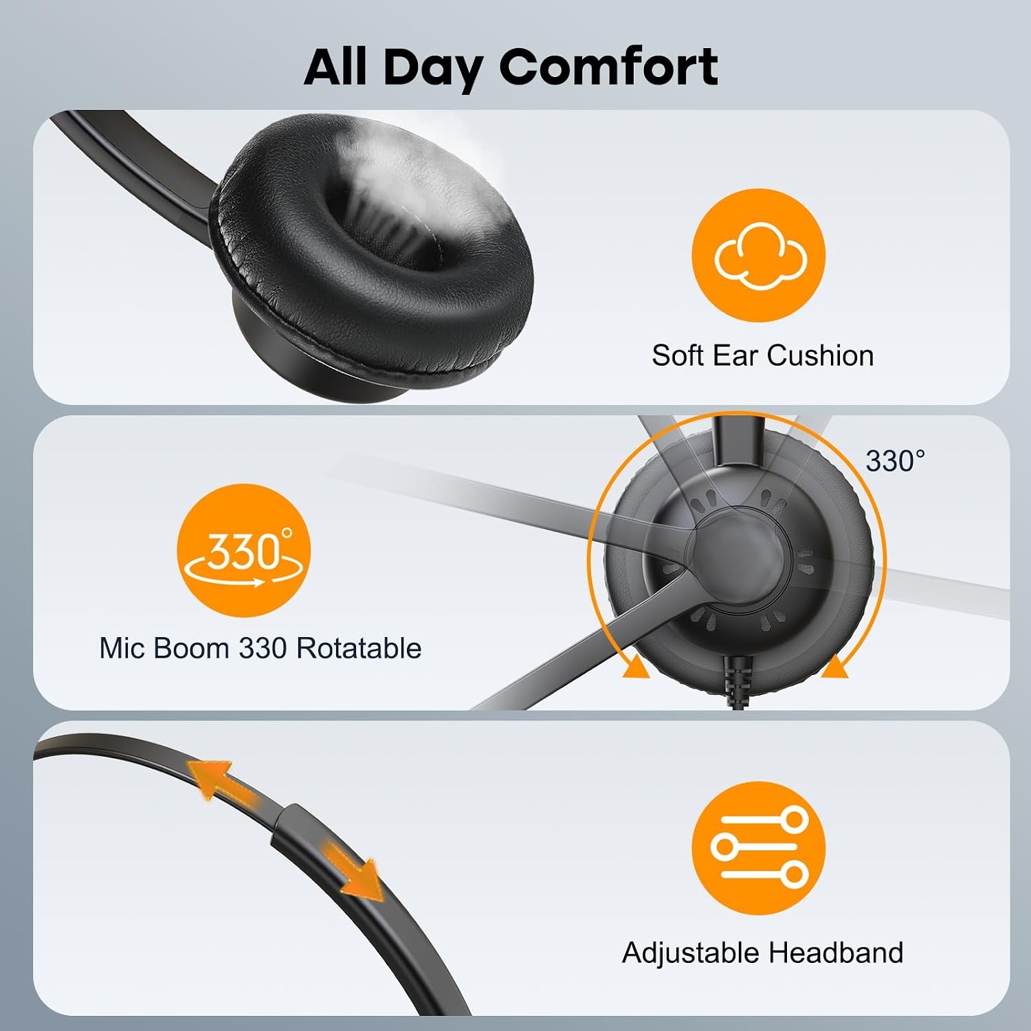 MAIRDI Phone Headset with Microphone Noise Canceling, Telephone Headset for Call Center, Office Headset with RJ9 & 3.5mm Jack for Landline Deskphone Cell Phone PC Laptop, Work for Polycom Avaya