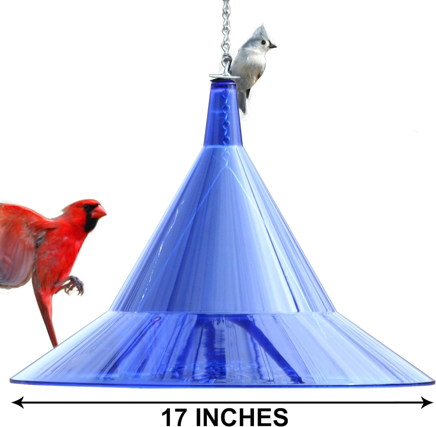 Squirrel Baffle - for Outside Bird House and Feeder Pole - Premium Large 17” Dome - by Arundale Made in USA (Crystal Clear)