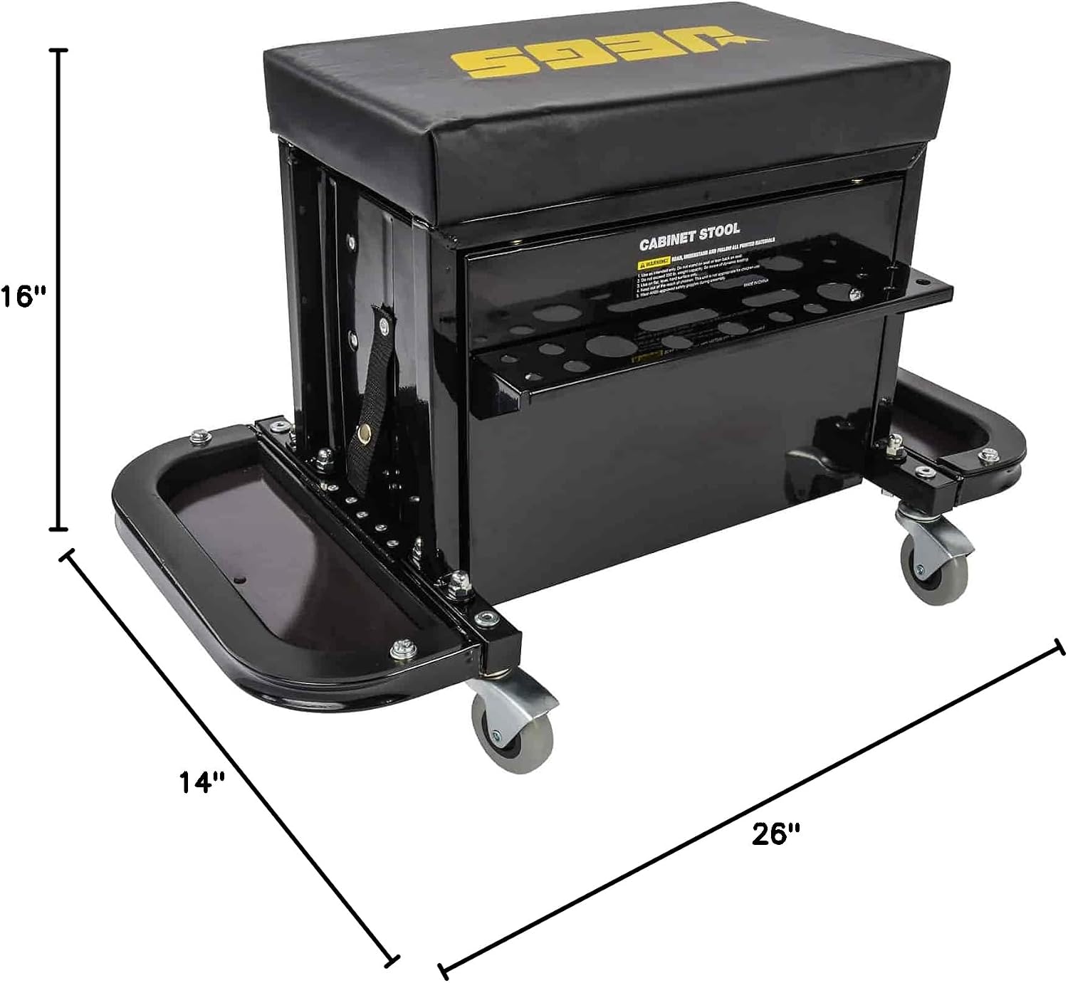 3-Drawer Rolling Tool Box Seat | 3-Drawer Rolling Tool Box Seat for supporting the driver or passenger in the vehicle; steel and rubber construction