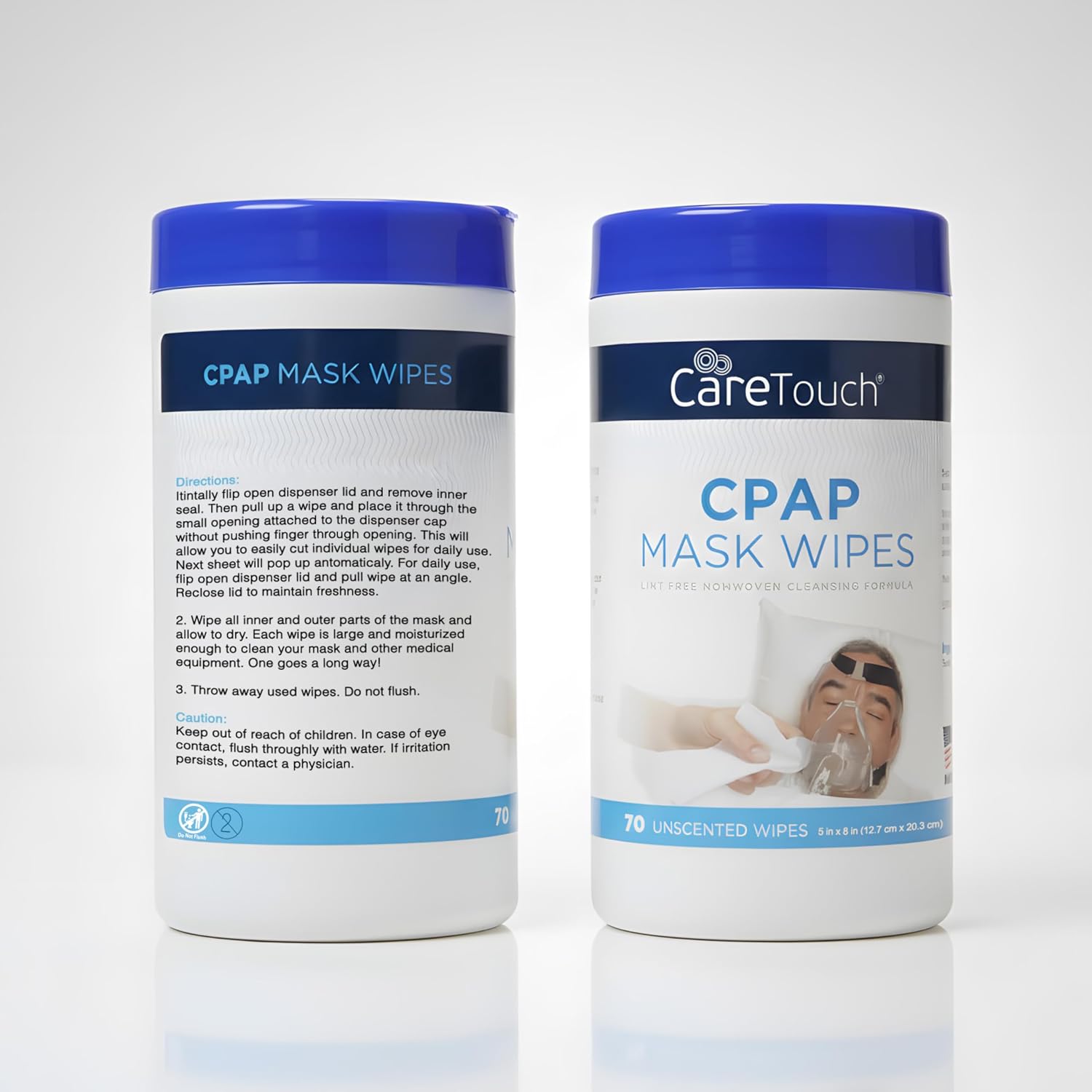 Care Touch CPAP Wipes - Unscented | CPAP Cleaner | 3 Packs of 70 Unscented Mask Cleaning Wipes - 210 Total