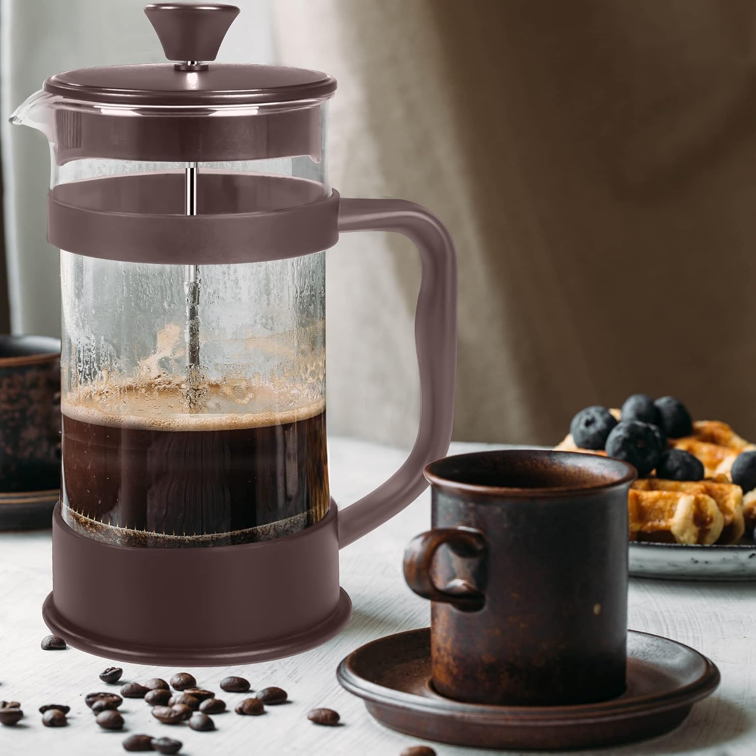 Utopia Kitchen Borosilicate Glass French Press Coffee Maker 34 Oz, Black | Heat-Resistant Cafetiere & Tea Maker, Thickened Glass Coffee Press for Travel and Camping