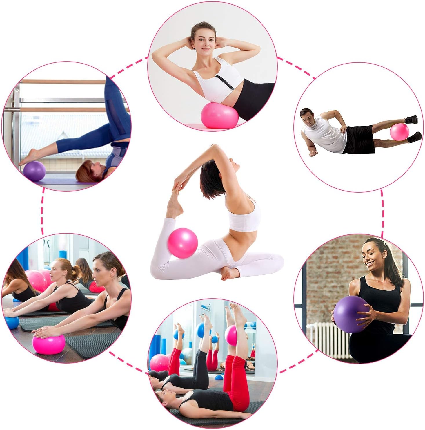 2 Pcs Pilates Ball 23cm Small Exercise Ball Stability Ball for Yoga Barre Core Training and Physical Therapy- Comes with Inflatable Straw