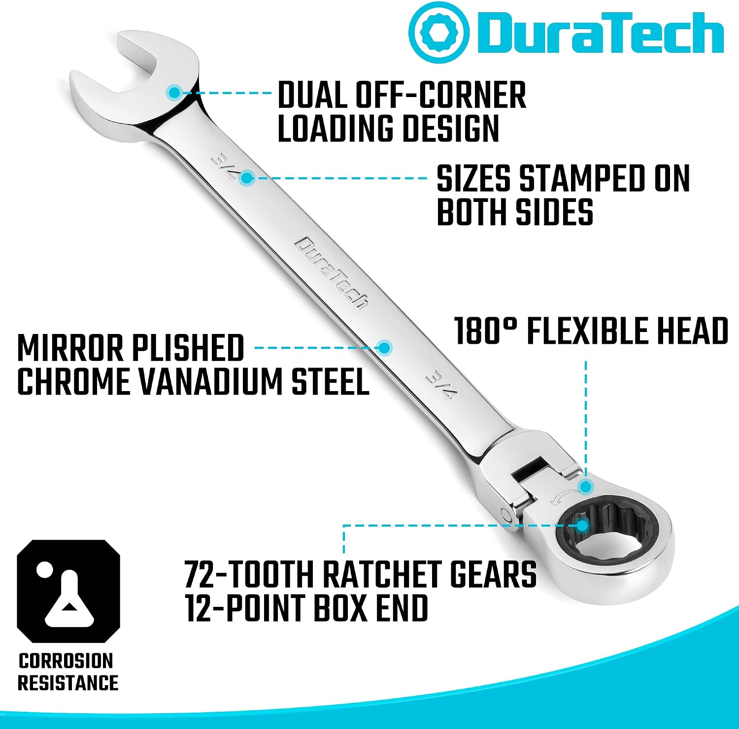 DURATECH 22-Piece Ratcheting Wrench Set, Combination Wrench Set, Metric&SAE