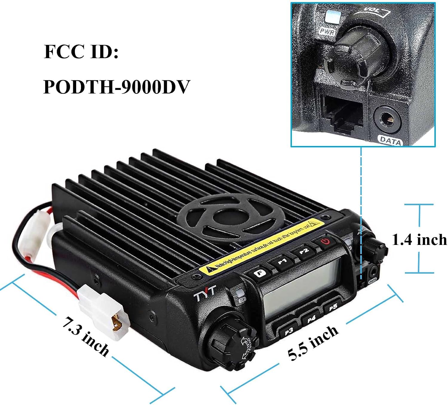 TYTTH-9000D Car Mobile Transceiver 60W VHF 2M 146MHz Ham Radio 2 Way Radio with USB Programming Cable, Black