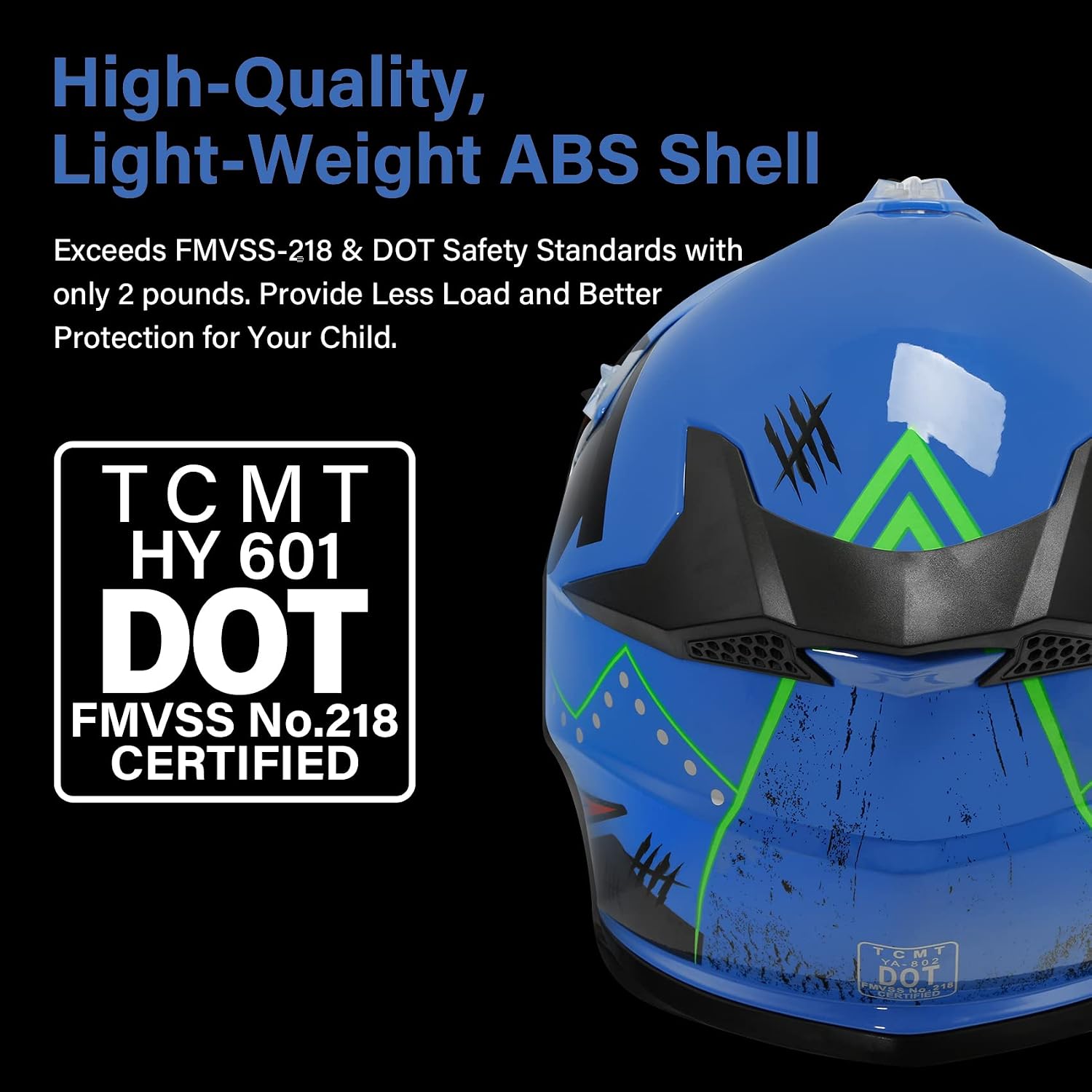 TCMT Youth Dirt Bike Helmet DOT Certified - Kids Full Face Motocross ATV Helmet with Goggles, Gloves and Helmet Bag for Off-Road, BMX, MX, Street Riding