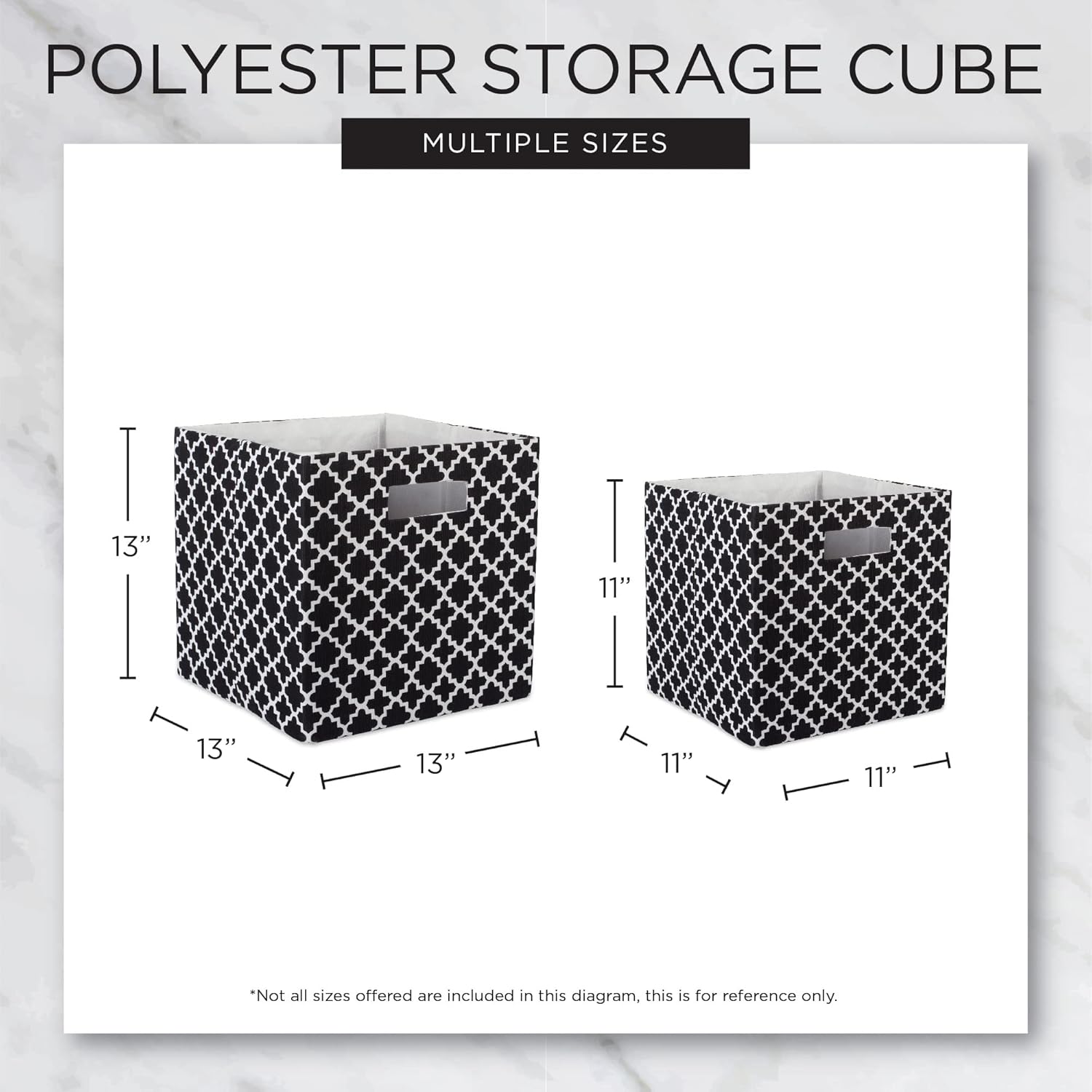 DII Polyester Cube Storage Collection Collapsible Hard Sided Bin, 13x13x13, Black