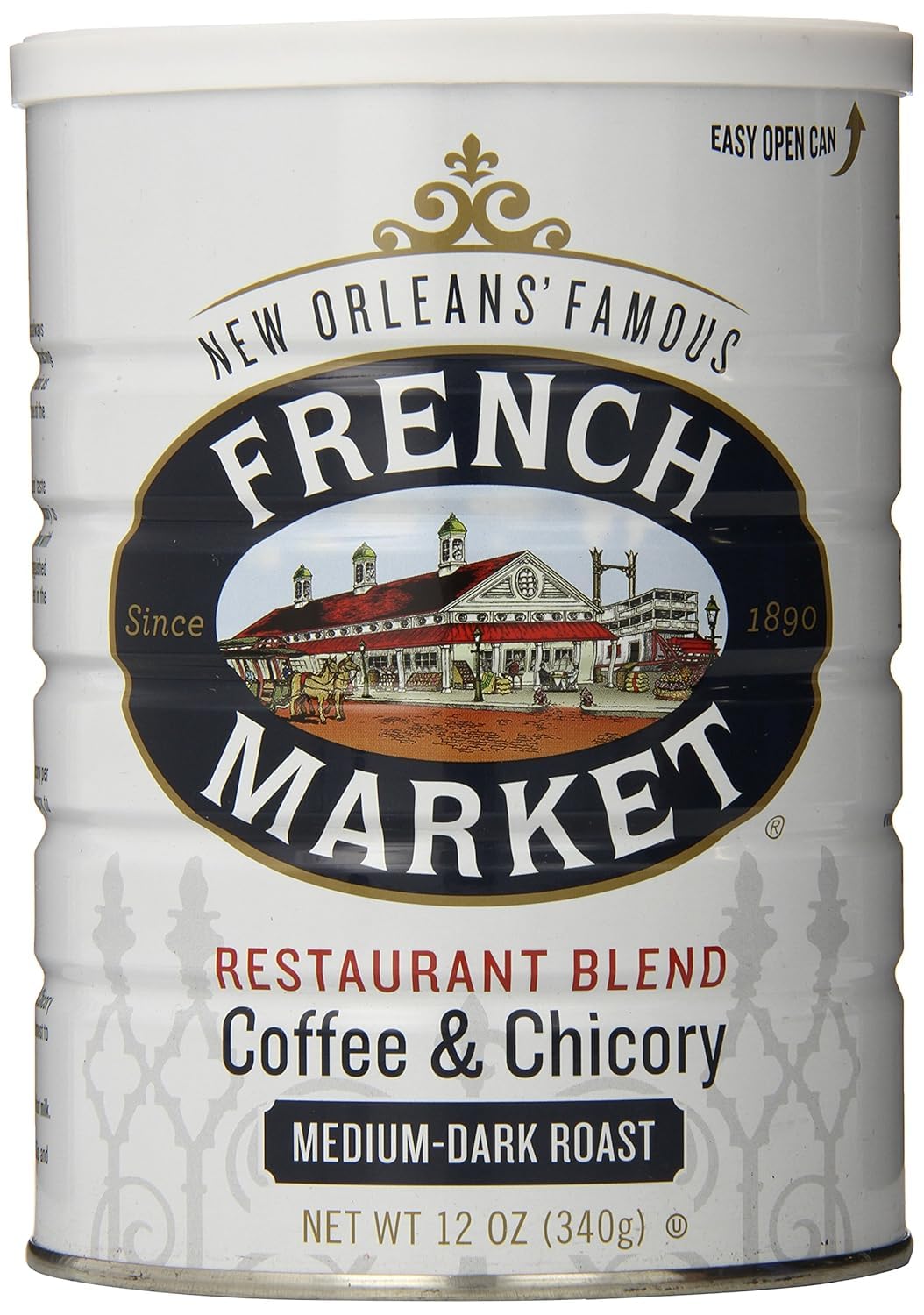 French Market Coffee & Chicory Dark Roast Ground Coffee, 12oz Can (Pack of 6)