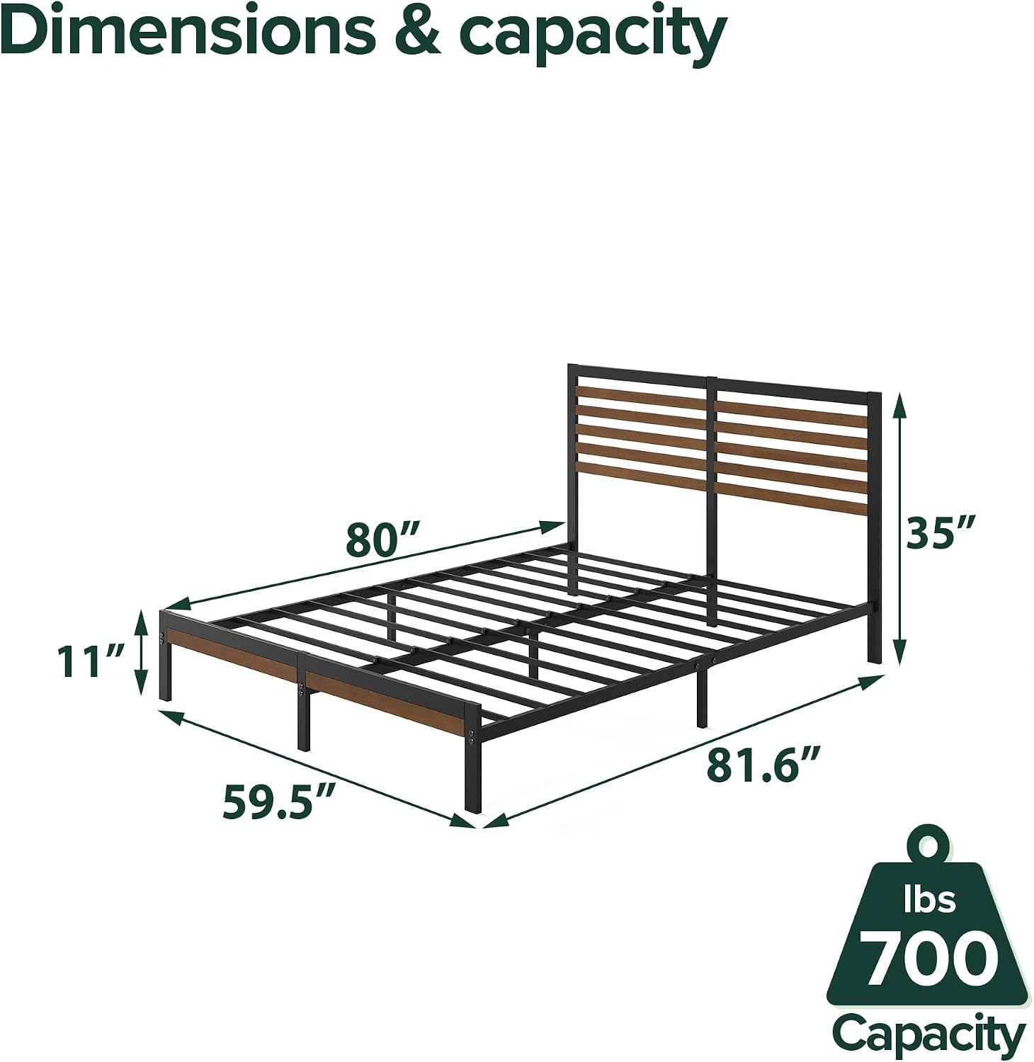 Zinus Kai Platform Bed Frame, RGB LED Lights, No Box Spring Needed, Full | Two-Tier Headboard for Space-Saving Storage, Built-in USB Charging Station, Soft Ambient Night Light