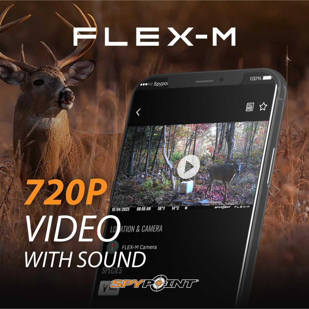 SPYPOINT Flex-M Twin Pack Cellular Trail Cameras - Best Hunting Accessories, No WiFi Needed, GPS, Night Vision, Dual-Sim LTE, IP65 Water-Resistant Game Camera, 28MP Photos, 720p Videos + Sound (2) | IP65 Water-Resistant Game, 720p Videos + Sound, 28MP Ph…