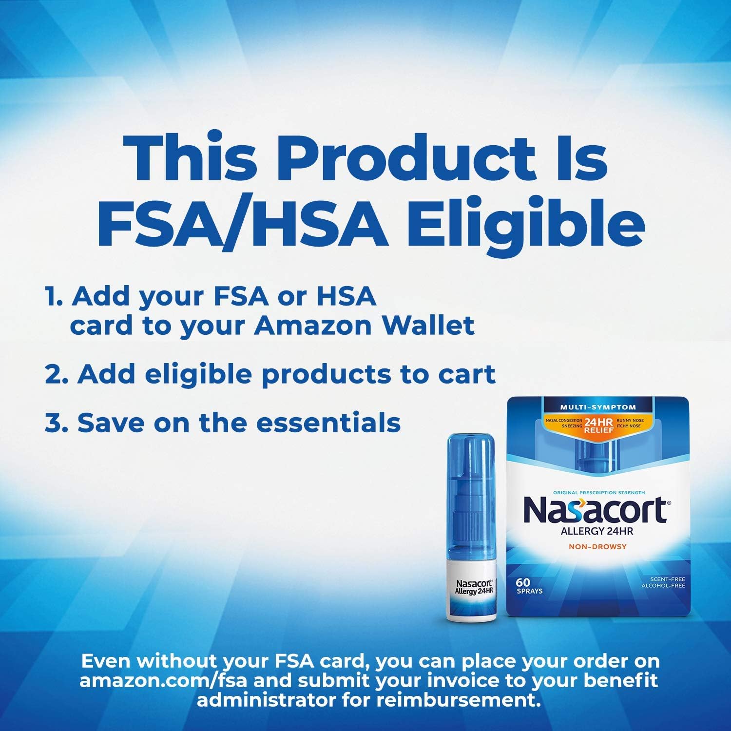 Nasacort 24HR Allergy Nasal Spray for Adults, Non-drowsy & Alcohol Free, 150 Spray Pack