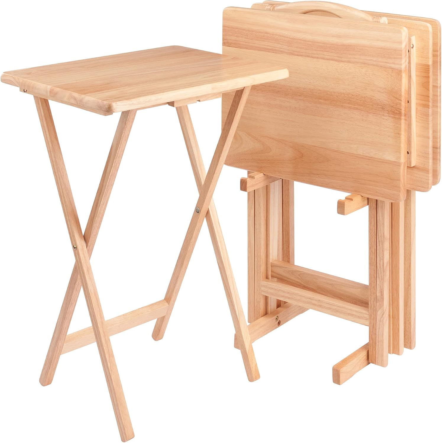 Winsome Alex Set of 2 Foldable Snack Tables, Natural, 26"