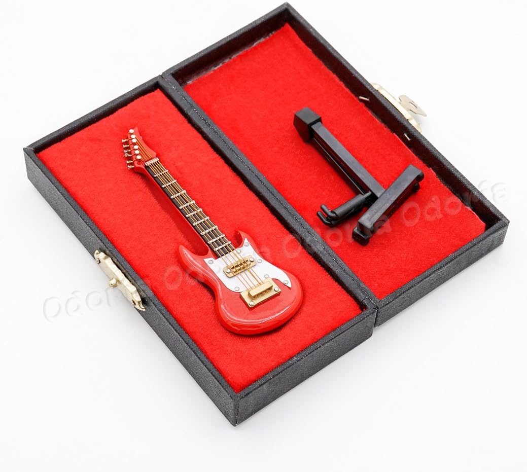 Odoria 1/12 Miniature Electric Guitar Dollhouse Musical Instruments Accessories, Red