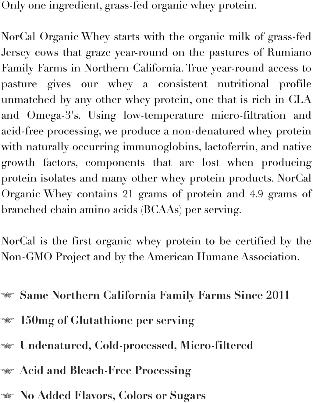 NorCal Organic Grass-Fed Whey Protein, USDA Certified, Unflavored, 2 lb