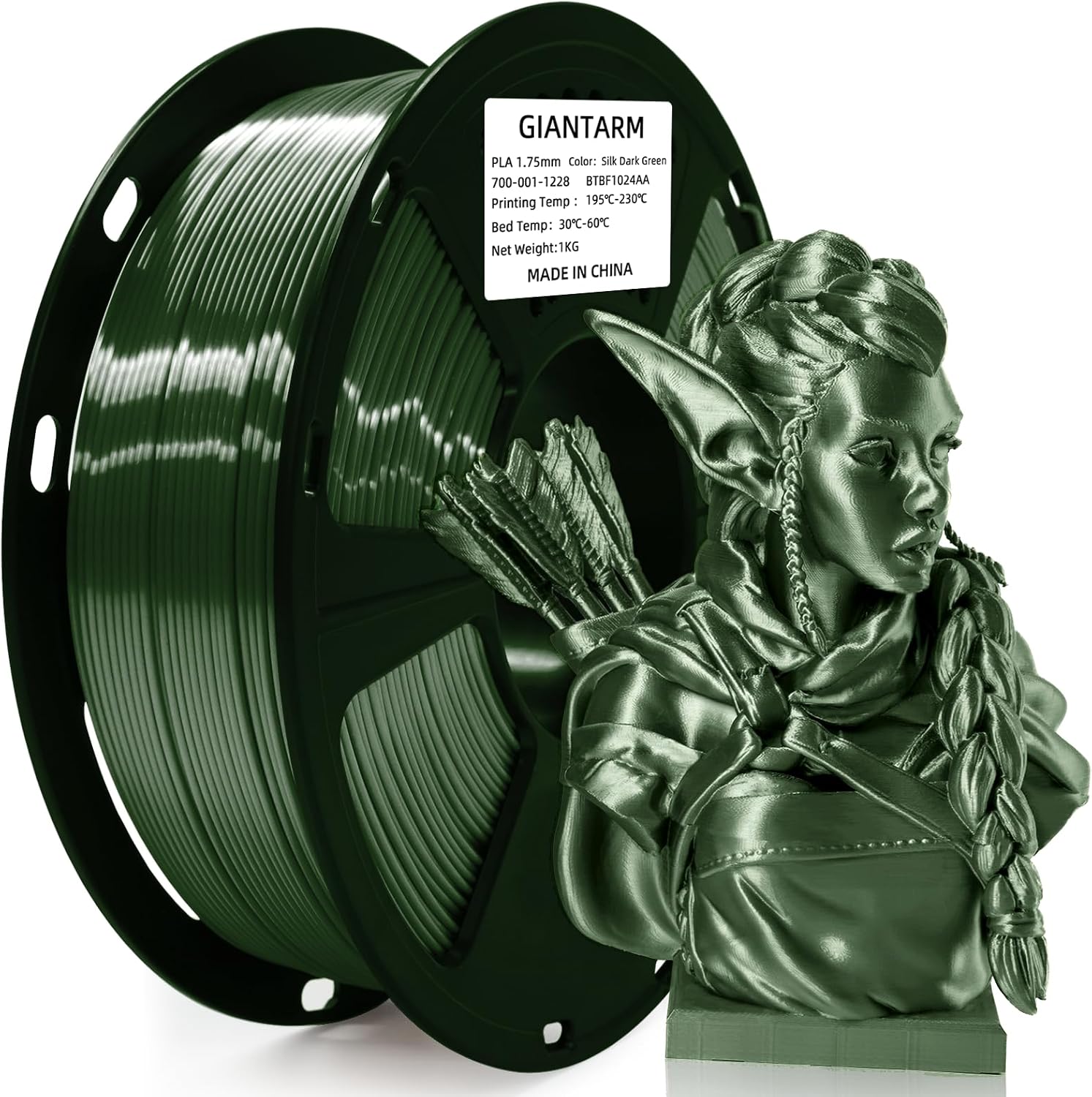GIANTARM 3D Printer Filament, Silk Gold Pla Filament, 1Kg(2.2lbs) Spool, 1.75mm Dimension Accuracy +/- 0.03mm, 3D Printing Filament