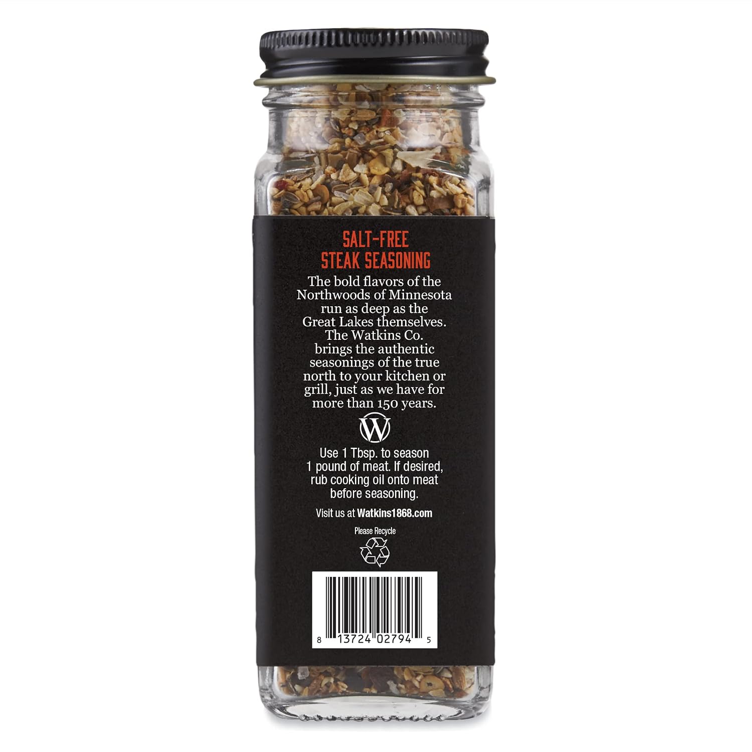 Watkins Salt-Free Organic Steak Seasoning, 2.6 oz, 1-Pack