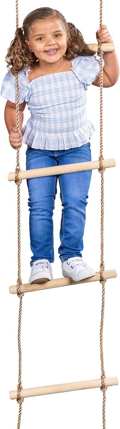 Squirrel Products 6 ft. Climbing Rope Ladder for Kids - DIY Swingset Addition for Outdoor Play Equipment
