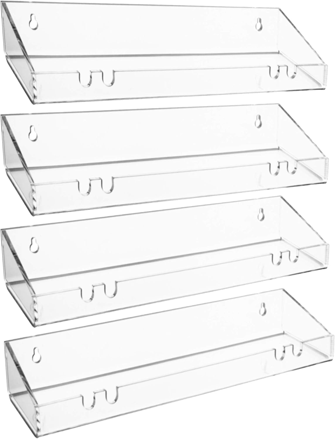 AMT 2 Pack Acrylic Floating Shelves, 15" L x 4" W, Clear Bathroom Wall, Bookshelves, Invisible Display for Office, Bedroom