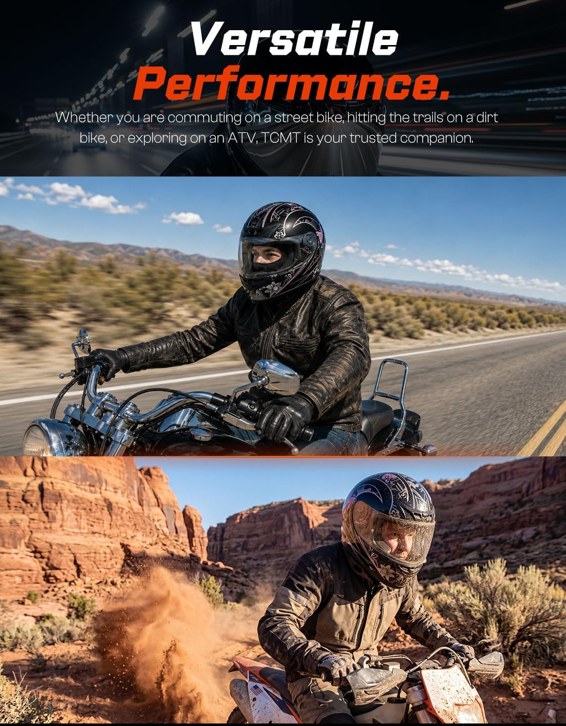TCMT Full Face Helmet for Adult Men & Women, DOT Approved
