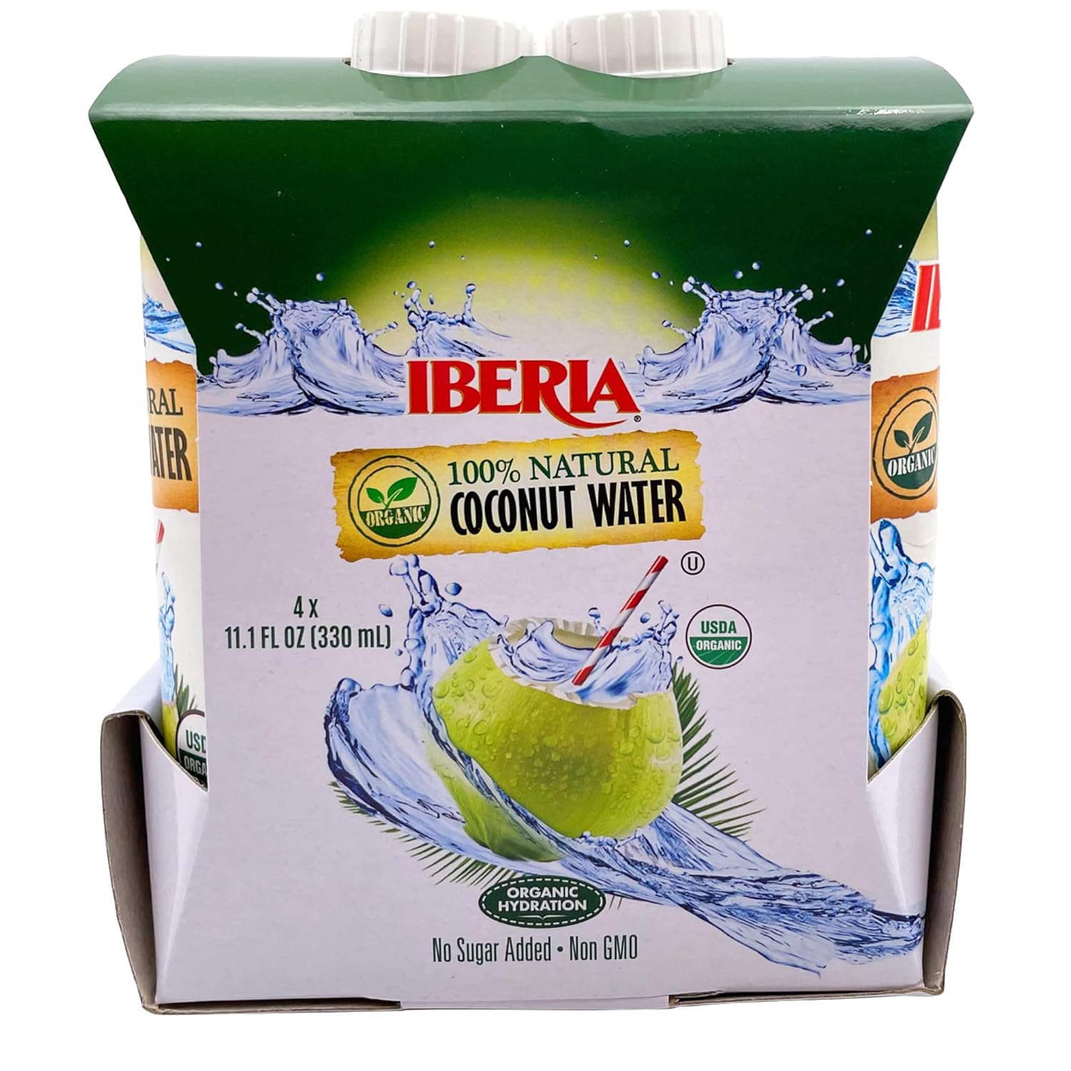 Iberia 100% Pure Organic Coconut Water, 1 Liter , 33.8 Fl Oz (Pack of 3)