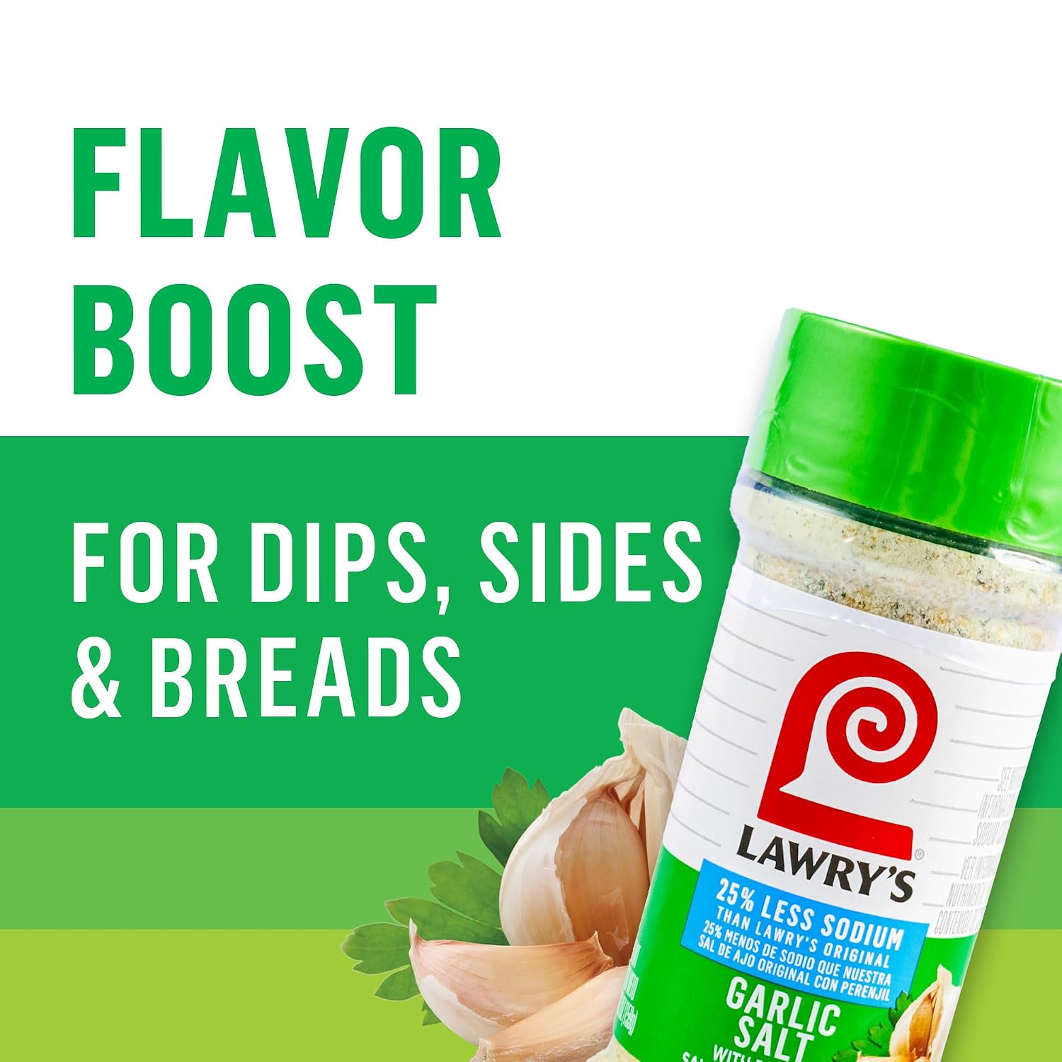 Lawry's 25% Less Sodium Garlic Salt With Parsley, 5.62 oz