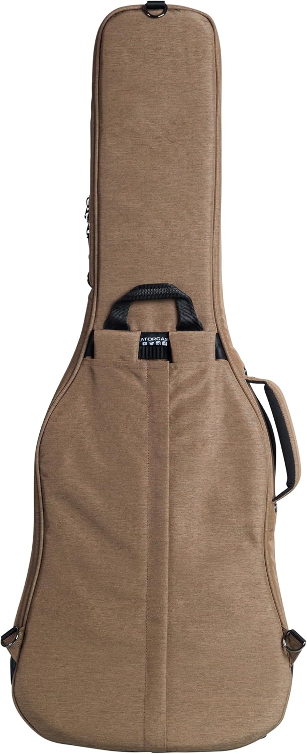 Gator Cases Transit Series Lightweight Bass Guitar Gig Bag with Back Pack Straps and Rubberized Base, Tan Exterior (GT-BASS-TAN)