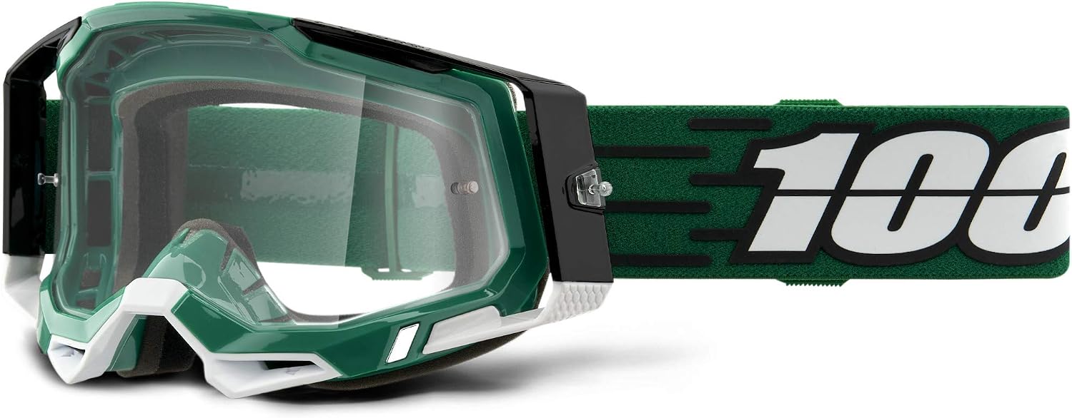 100% Racecraft 2 Mountain Bike & Motocross Goggles - MX and MTB Racing Protective Eyewear (MILORI - Clear Lens)