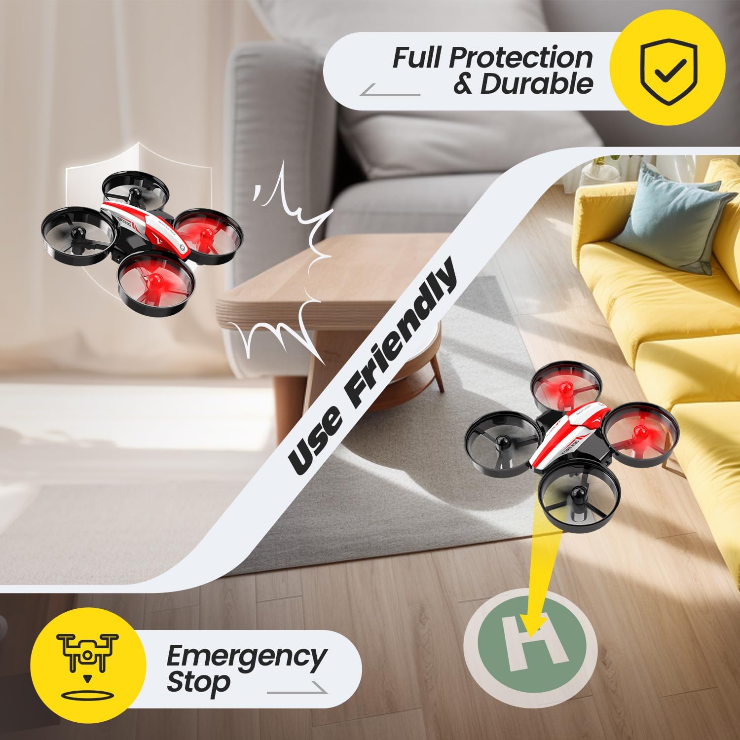 Holy Stone Mini Drone for Kids and Beginners RC Nano Quadcopter Indoor Small Helicopter Plane with Auto Hovering, 3D Flips, Headless Mode and 3 Batteries, Great Gift Toy for Boys and Girls, HS210 Blue