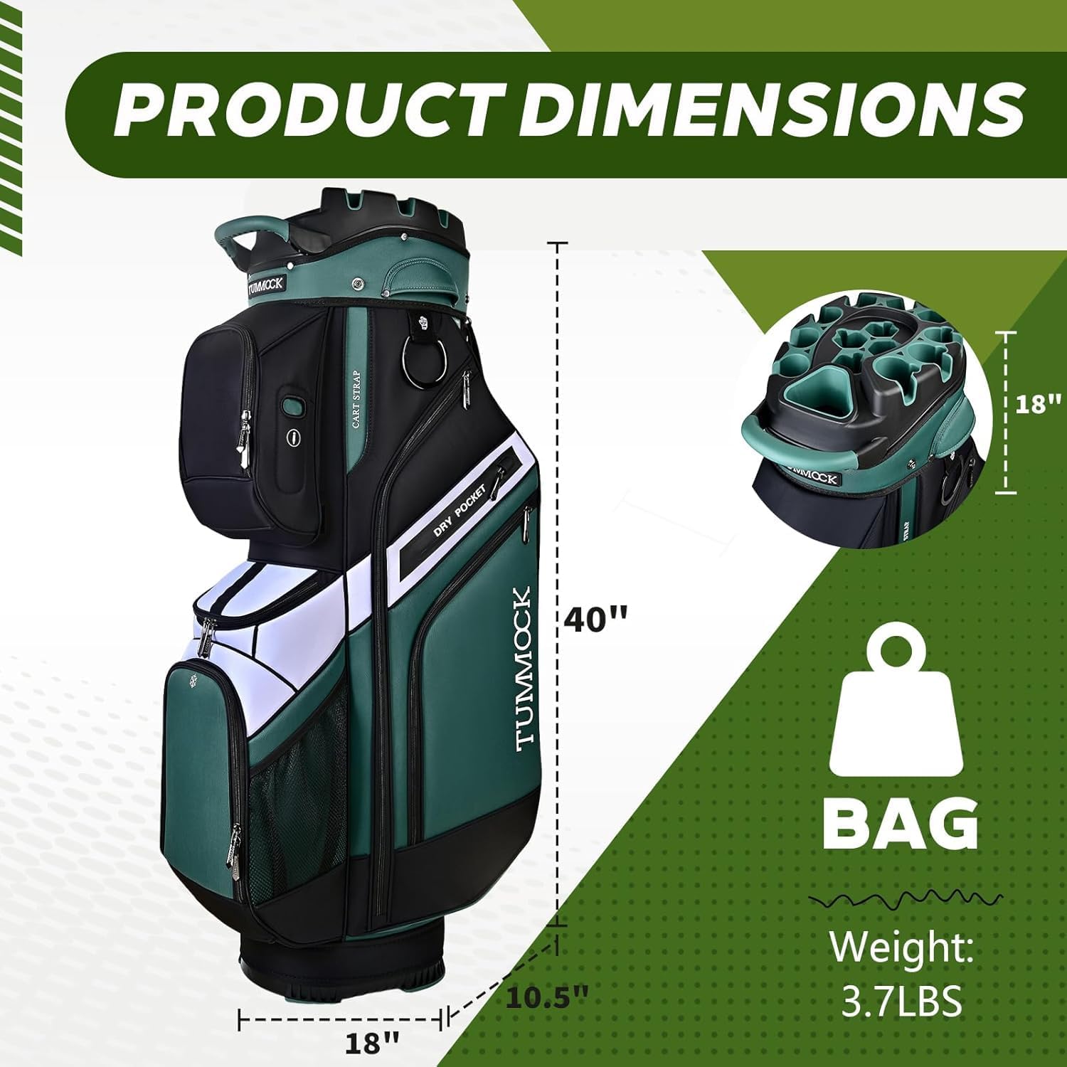 Golf Cart Bag, 14-Way Top Divider with Multiple Storage Pockets, Lightweight & Durable Golf Bag for Men, Cart-Friendly Design