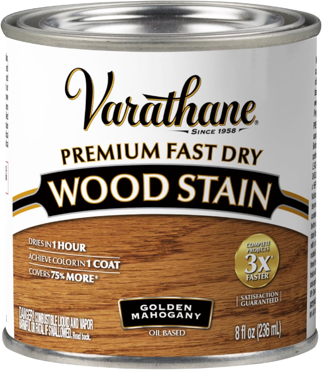 Varathane Premium Fast Dry Weathered Gray Wood Stain | Oil-Based, 1 Coat Color, 1 Hour Dry Time, Interior Wood Stain, Furniture, Cabinets, Doors, Covers Up to 275 Sq Ft, Quart