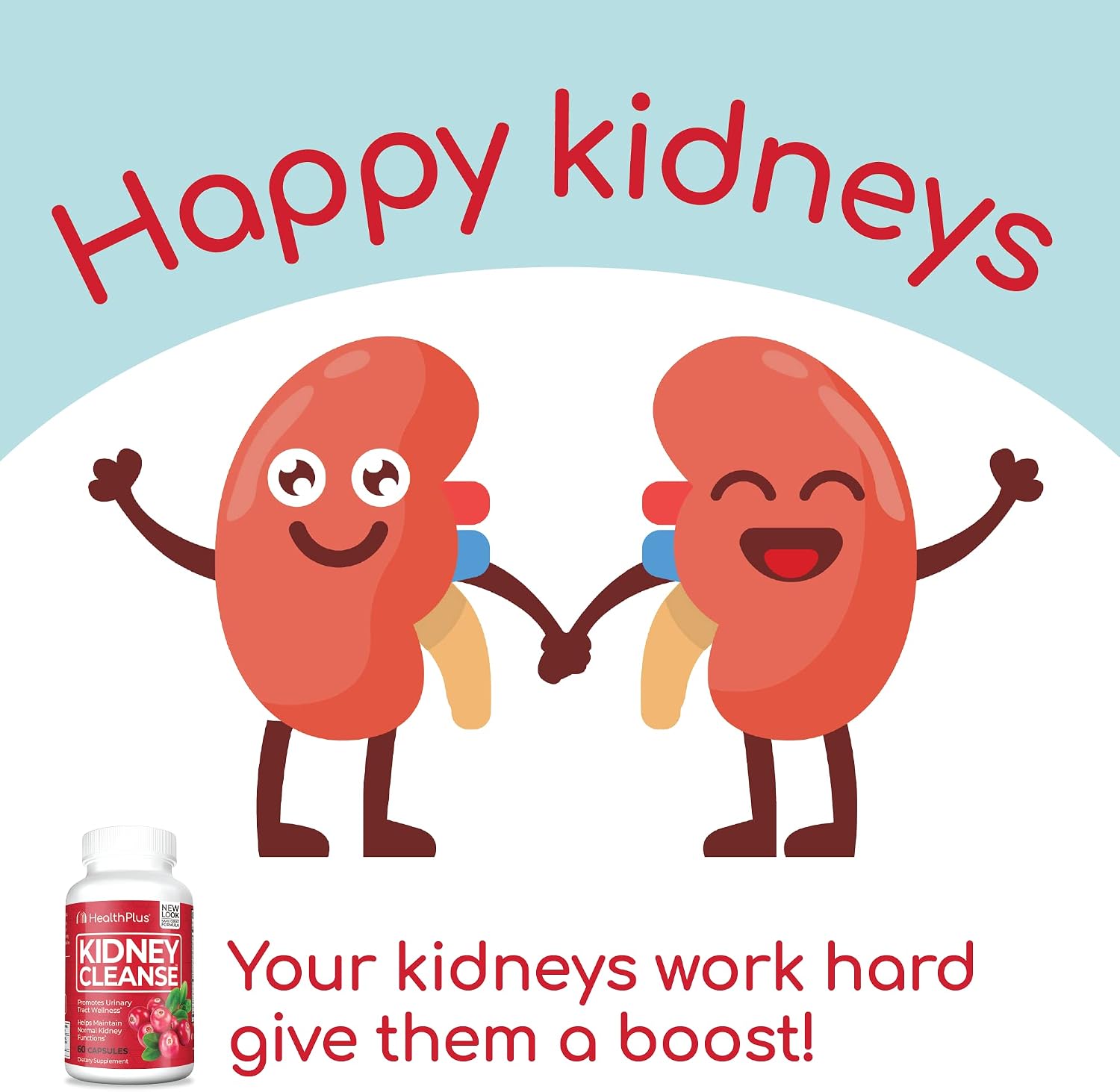 Health Plus Advanced Kidney Cleanse with Cranberry Extract, Turmeric Root and CoQ10, Helps Support Healthy Kidney Function & Urinary Tract Wellness