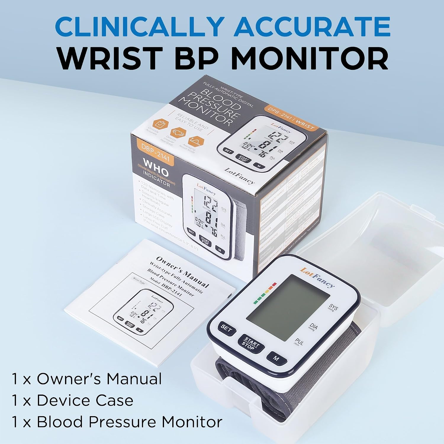 LotFancy Wrist Blood Pressure Monitor for Home Use