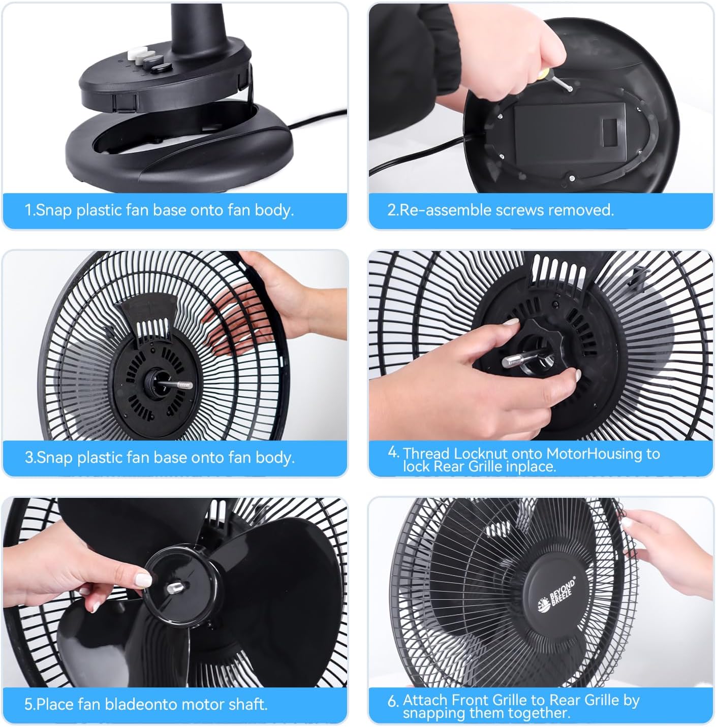 BEYOND BREEZE Oscillating Table Fan for Bedroom, 12-Inch & 3 Speeds, White