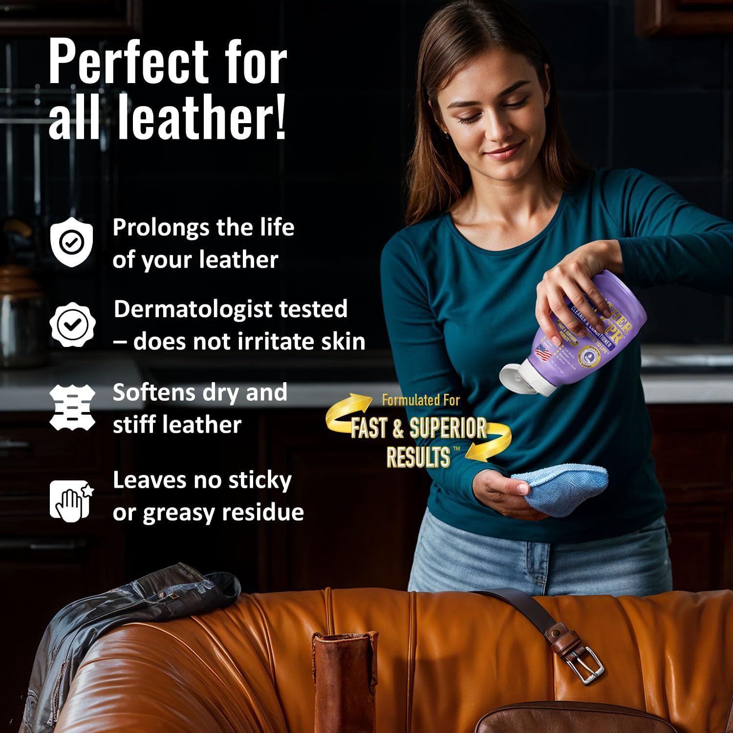 Leather CPR Cleaner and Conditioner 18oz. Bring Leather Back To Life on Furniture, Car Seats, Handbags, Jackets, Boots, Saddles
