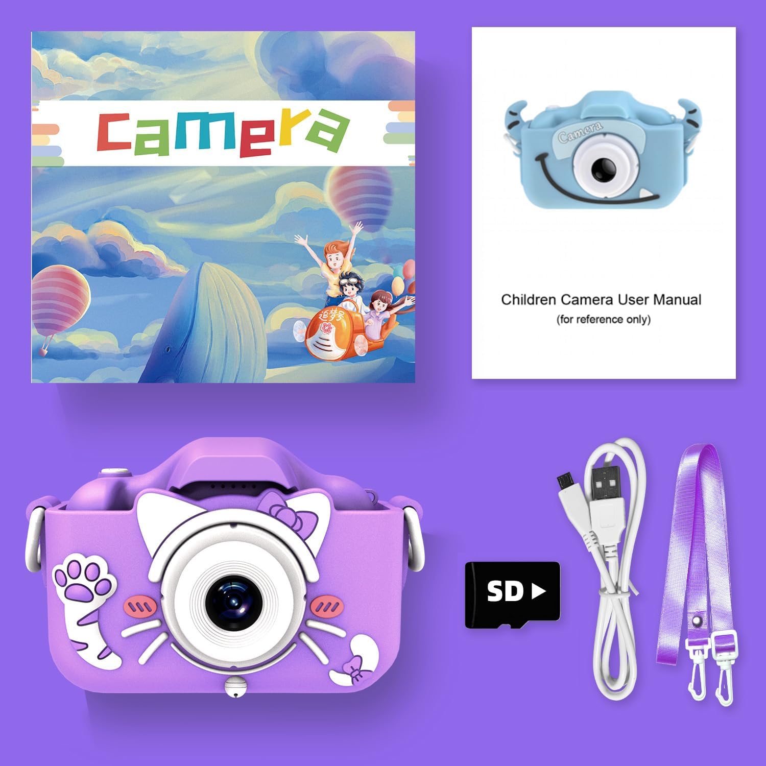 Goopow Kids Camera Toys for 3-8 Year Old Girls Boys,Children Digital Video Camcorder Camera with Cartoon Soft Cover, Best Chritmas Birthday Festival Gift for Kids