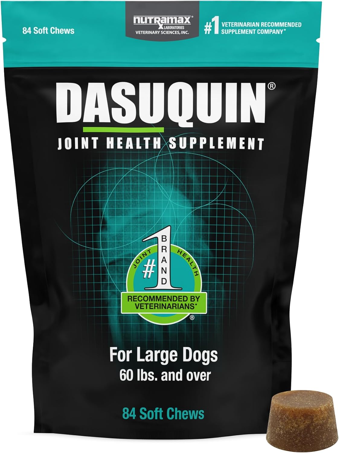 Nutramax Dasuquin Joint Supplement, Small/Med Dogs, Soft Chews, 84ct | Glucosamine and Chondroitin Joint Health Supplement for Dogs under 60 lbs, Soft Chews, With ASU, All Ages