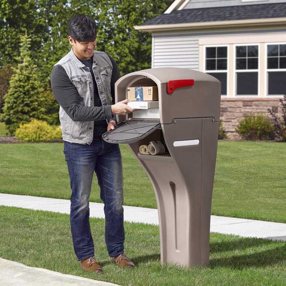 Step2 MailMaster Extra Large Mailbox & Post, Weather Resistant, Large Outdoor Mailboxes, Made of Durable Plastic, Easy to Install, Flag Included
