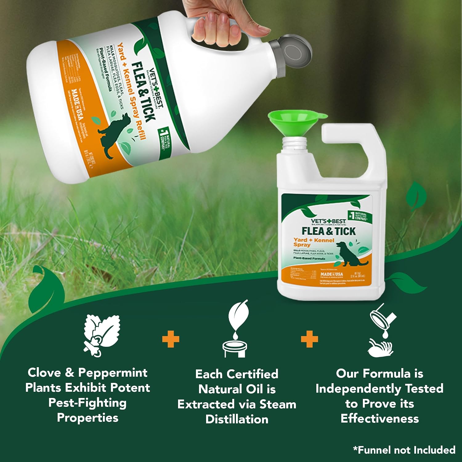 Vet's Best Flea & Tick, Mosquito, Yard & Kennel Spray for Dogs, 32 oz | Plant-Based Yard Treatment, Kills Fleas, Ticks & Mosquitoes, Ready-to-Use Hose Attachment, Safe for Plants, Made in USA